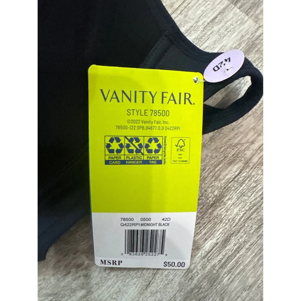 Vanity Fair Lingerie Sport Medium Impact Wireless Bra Size 42D‎ NWT